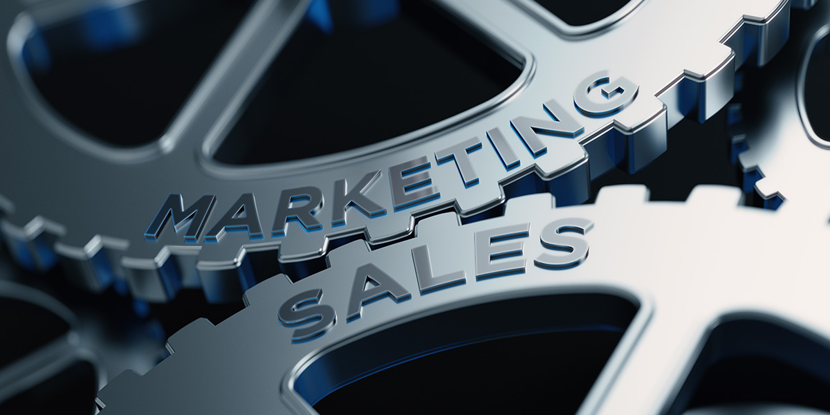 Gears labeled marketing and sales.