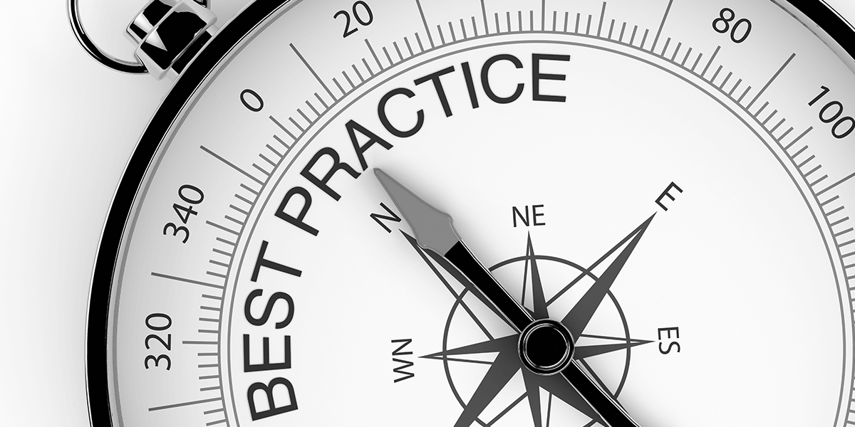 A compass with true north pointing to the words "Best Practice."