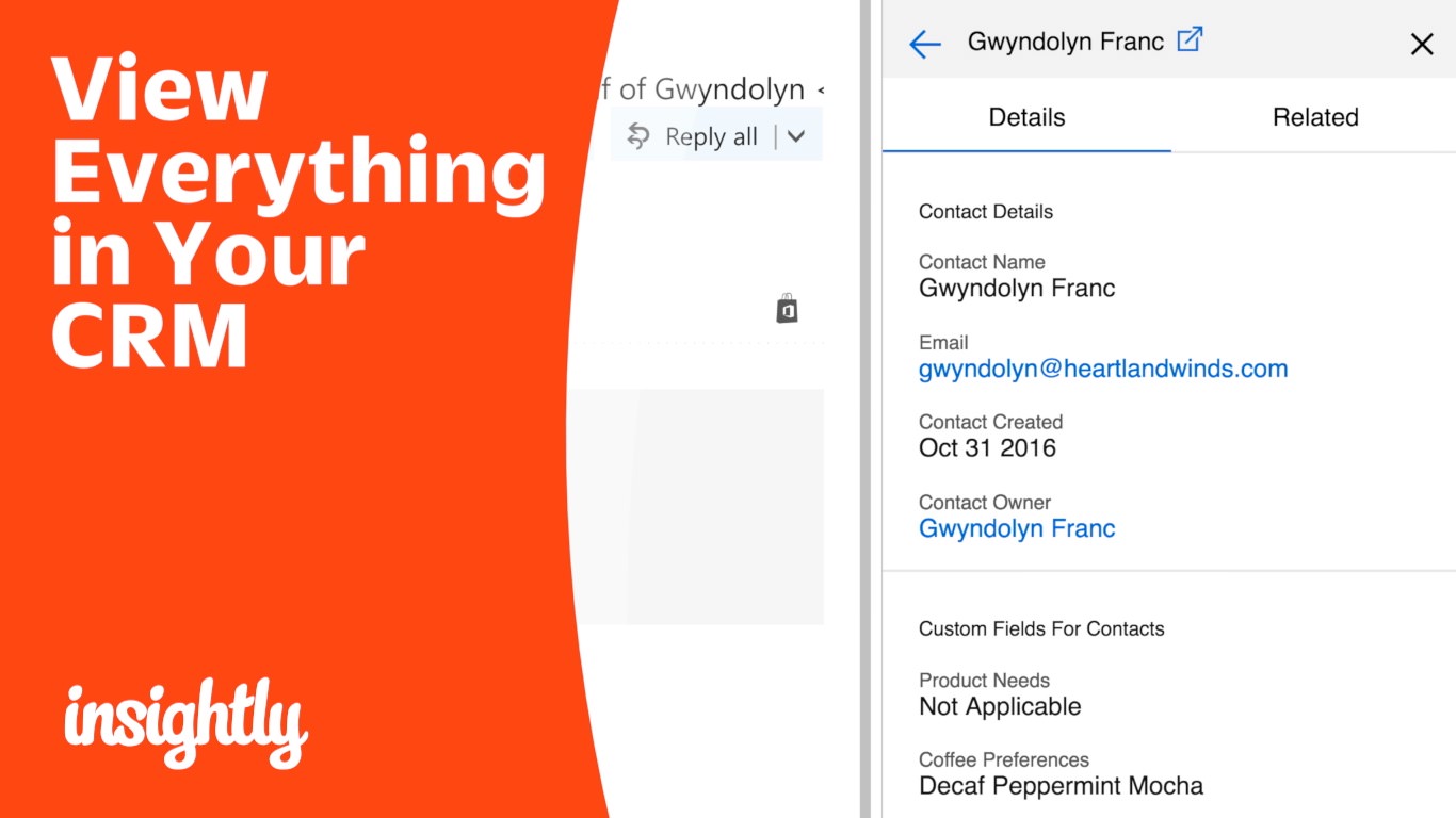 CRM with Outlook Integration, email tracker Insightly