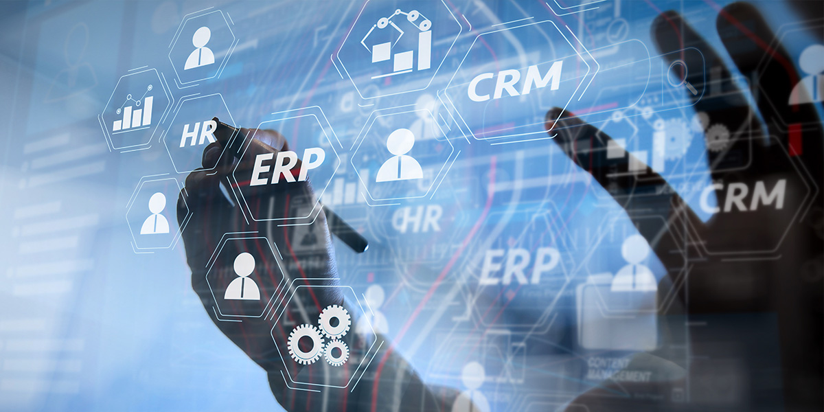 ERP and CRM Stylized graphic