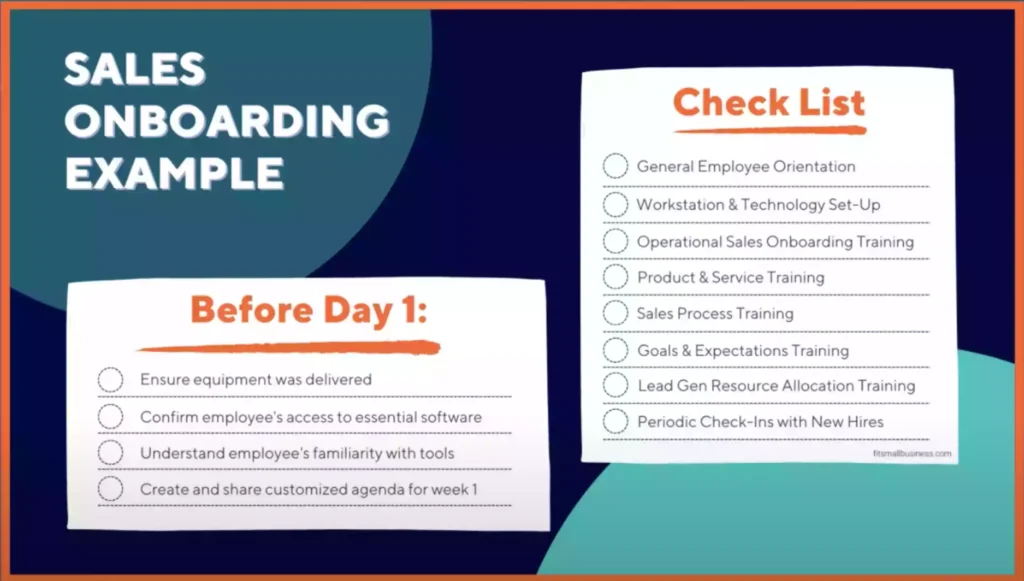 Sales onboarding checklist example